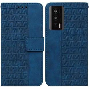For Xiaomi Poco F5 Pro / Redmi K60 Geometric Embossed Leather Phone Case(Blue)