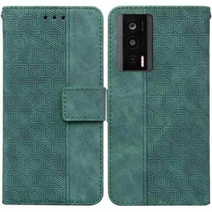 For Xiaomi Poco F5 Pro / Redmi K60 Geometric Embossed Leather Phone Case(Green)