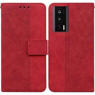 For Xiaomi Poco F5 Pro / Redmi K60 Geometric Embossed Leather Phone Case(Red)