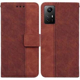 For Xiaomi Redmi Note 12S Geometric Embossed Leather Phone Case(Brown)