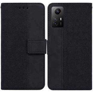 For Xiaomi Redmi Note 12S Geometric Embossed Leather Phone Case(Black)