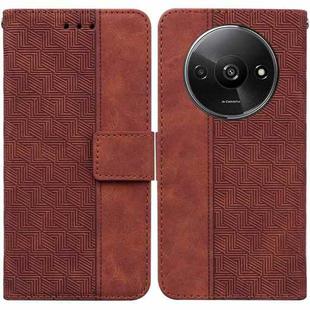 For Xiaomi Redmi A3 Geometric Embossed Leather Phone Case(Brown)