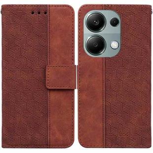 For Xiaomi Redmi Note 13 Pro 4G Geometric Embossed Leather Phone Case(Brown)