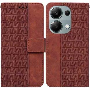 For Xiaomi Poco M6 Pro 4G Geometric Embossed Leather Phone Case(Brown)