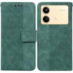 For Xiaomi Redmi Note 13R Pro Geometric Embossed Leather Phone Case(Green)