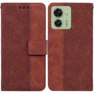 For Motorola Edge 40 Geometric Embossed Leather Phone Case(Brown)