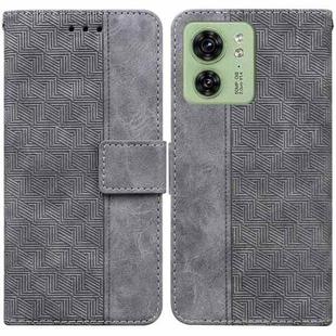 For Motorola Edge 40 Geometric Embossed Leather Phone Case(Grey)