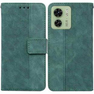 For Motorola Edge 40 Geometric Embossed Leather Phone Case(Green)