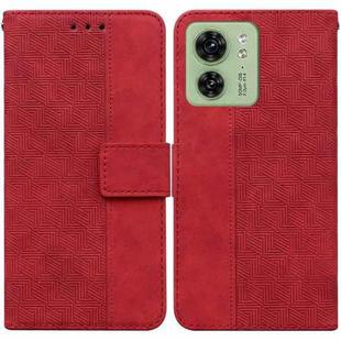 For Motorola Edge 40 Geometric Embossed Leather Phone Case(Red)