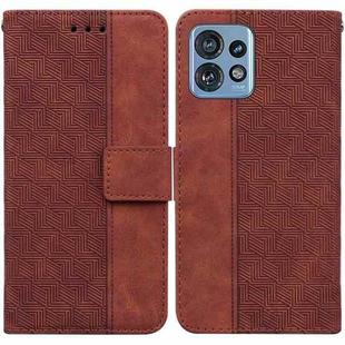 For Motorola Edge 40 Pro Geometric Embossed Leather Phone Case(Brown)