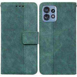 For Motorola Edge 40 Pro Geometric Embossed Leather Phone Case(Green)