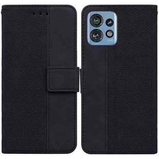 For Motorola Edge 40 Pro Geometric Embossed Leather Phone Case(Black)