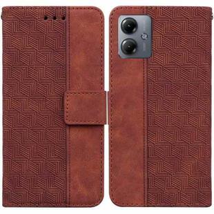 For Motorola Moto G14 Geometric Embossed Leather Phone Case(Brown)