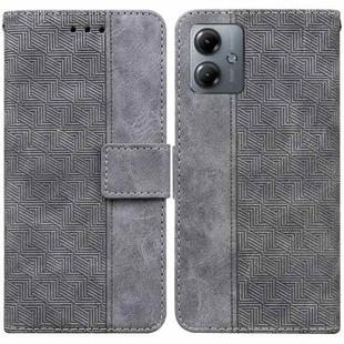 For Motorola Moto G14 Geometric Embossed Leather Phone Case(Grey)