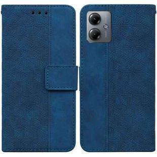 For Motorola Moto G14 Geometric Embossed Leather Phone Case(Blue)