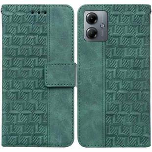 For Motorola Moto G14 Geometric Embossed Leather Phone Case(Green)