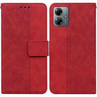 For Motorola Moto G14 Geometric Embossed Leather Phone Case(Red)