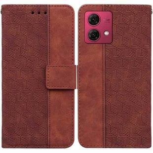 For Motorola Moto G84 Geometric Embossed Leather Phone Case(Brown)