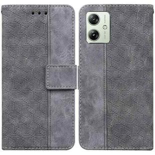 For Motorola Moto G54 Geometric Embossed Leather Phone Case(Grey)