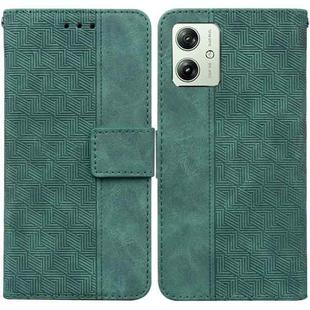 For Motorola Moto G54 Geometric Embossed Leather Phone Case(Green)