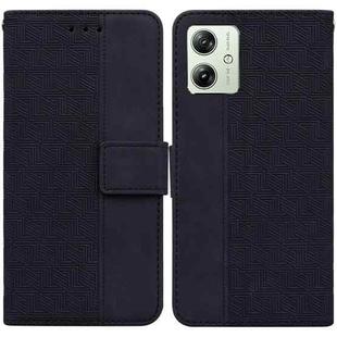 For Motorola Moto G54 Geometric Embossed Leather Phone Case(Black)