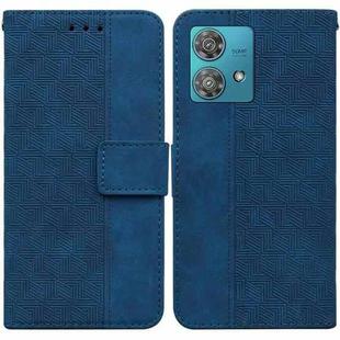 For Motorola Edge 40 Neo Geometric Embossed Leather Phone Case(Blue)