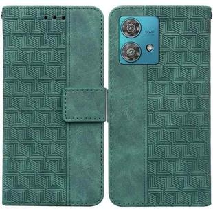 For Motorola Edge 40 Neo Geometric Embossed Leather Phone Case(Green)