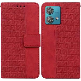 For Motorola Edge 40 Neo Geometric Embossed Leather Phone Case(Red)