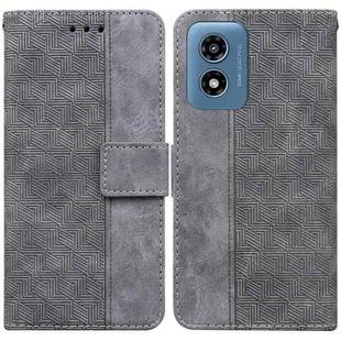 For Motorola Moto G Play 4G 2024 Geometric Embossed Leather Phone Case(Grey)