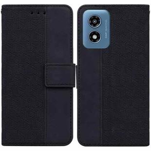 For Motorola Moto G Play 4G 2024 Geometric Embossed Leather Phone Case(Black)