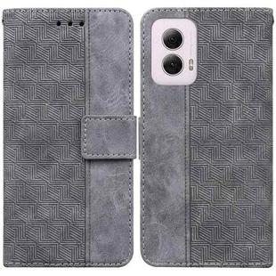 For Motorola Moto G Power 5G 2024 Geometric Embossed Leather Phone Case(Grey)