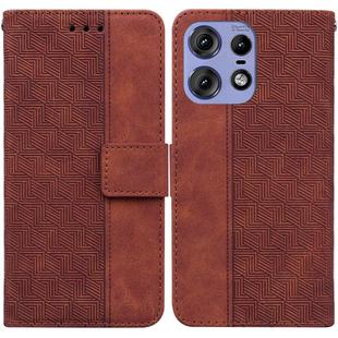 For Motorola Edge 50 Pro Geometric Embossed Leather Phone Case(Brown)