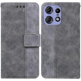 For Motorola Edge 50 Pro Geometric Embossed Leather Phone Case(Grey)