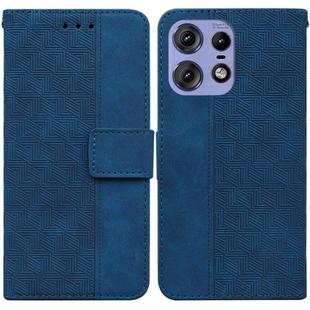 For Motorola Edge 50 Pro Geometric Embossed Leather Phone Case(Blue)