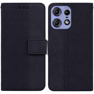 For Motorola Edge 50 Pro Geometric Embossed Leather Phone Case(Black)