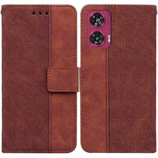 For Motorola Edge 50 Fusion Geometric Embossed Leather Phone Case(Brown)