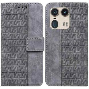 For Motorola Edge 50 Ultra Geometric Embossed Leather Phone Case(Grey)