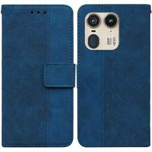 For Motorola Edge 50 Ultra Geometric Embossed Leather Phone Case(Blue)