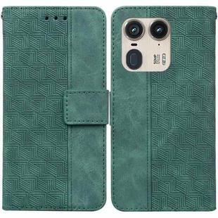 For Motorola Edge 50 Ultra Geometric Embossed Leather Phone Case(Green)