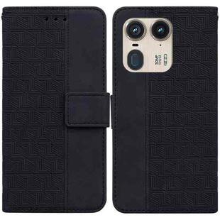 For Motorola Edge 50 Ultra Geometric Embossed Leather Phone Case(Black)