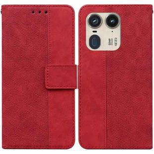 For Motorola Edge 50 Ultra Geometric Embossed Leather Phone Case(Red)