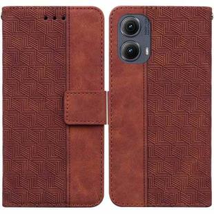 For Motorola Edge 2024 Geometric Embossed Leather Phone Case(Brown)