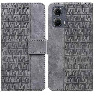 For Motorola Edge 2024 Geometric Embossed Leather Phone Case(Grey)