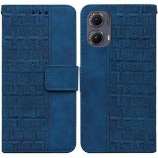 For Motorola Edge 2024 Geometric Embossed Leather Phone Case(Blue)