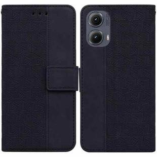 For Motorola Edge 2024 Geometric Embossed Leather Phone Case(Black)