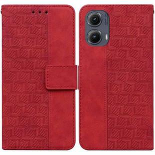 For Motorola Edge 2024 Geometric Embossed Leather Phone Case(Red)