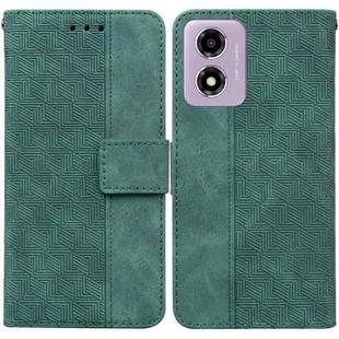 For Motorola Moto G04s / Moto E14 Geometric Embossed Leather Phone Case(Green)