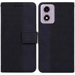 For Motorola Moto G04s / Moto E14 Geometric Embossed Leather Phone Case(Black)