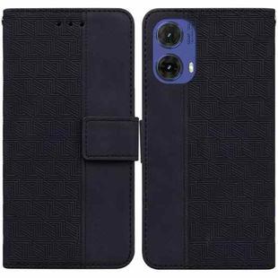 For Motorola Moto G85 Geometric Embossed Leather Phone Case(Black)