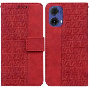 For Motorola Moto G85 Geometric Embossed Leather Phone Case(Red)